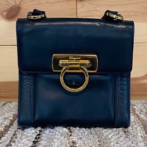 Salvador Ferragamo Navy Crossbody Leather Handbag